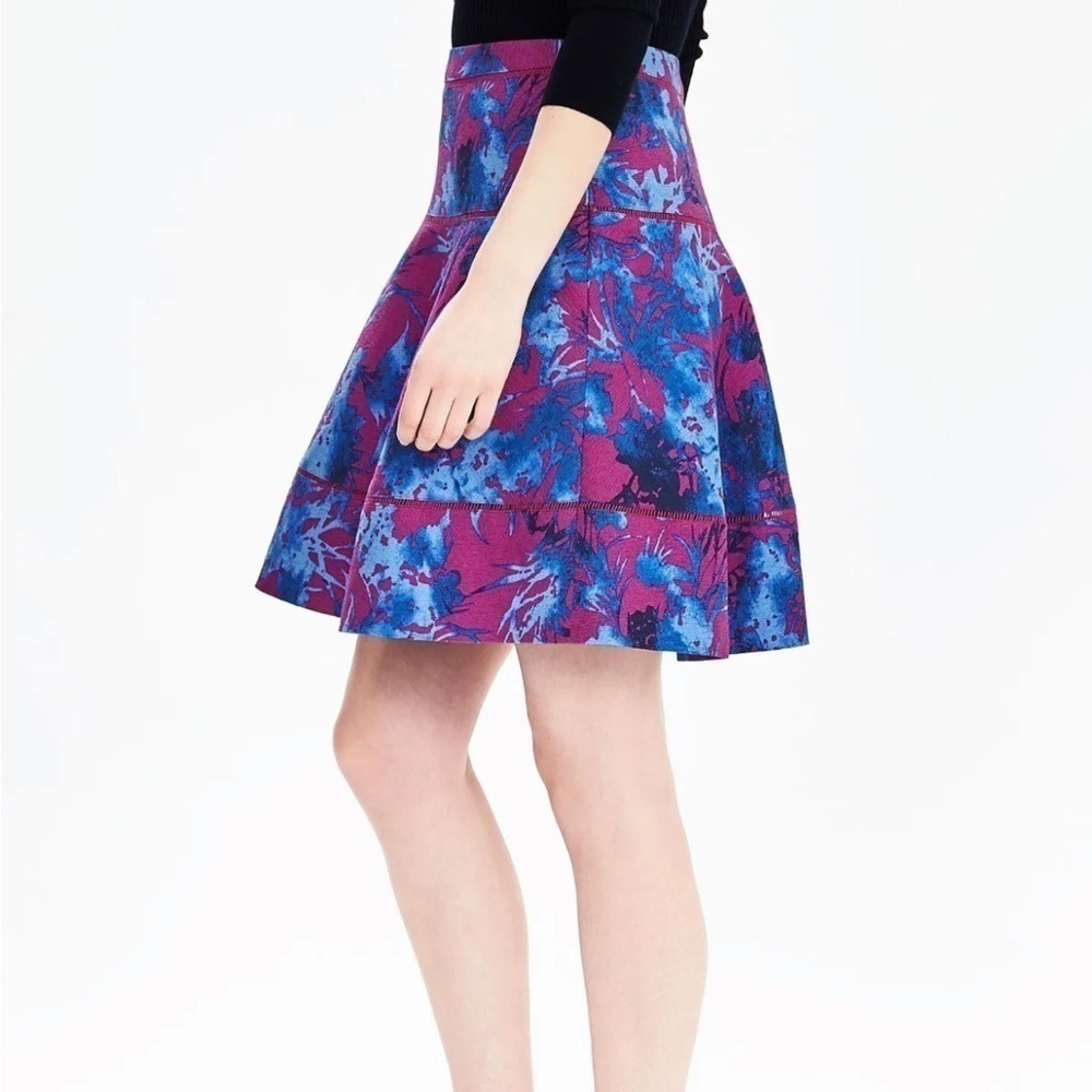 Banana Republic Blue and‎ Hot Pink Floral Print Skirt Size 2 - Picture 2 of 9